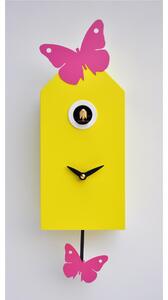 Wall Cuckoo Clock Farfalline 26x10xh12 cm Lacquered MDF Case, Metal Butterflies Positionable with Magnet
