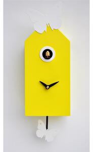 Wall Cuckoo Clock with Butterflies 26x10xh12 cm, Lacquered MDF Case, Metal Butterflies with Magnet Positioning