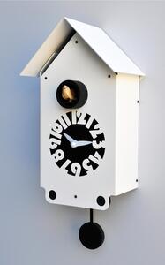 Wall Cuckoo Clock Cottage 12x17xh30 cm Silver Plated Metal Case Birch White Dial