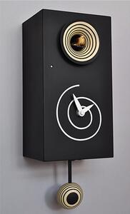 Black Spiral Wall Cuckoo Clock 13x12xh25 cm, Metal MDF Case, Lacquered in RAL 9017 Black