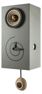 Wall Cuckoo Clock Spiral 13x12xh25 cm Metal MDF Case Lacquered Cement Grey RAL 7033