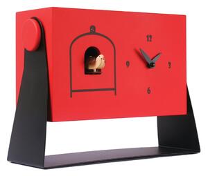 Tabletop Cuckoo Clock, 30x10xh22 cm, Red Ral 2002 Lacquered MDF Metal Case