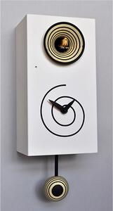 Spirale Cuckoo Wall Clock 13x12xh25 cm, White Lacquered MDF Metal Case ral 9010