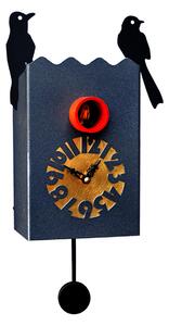 DUETTO Cuckoo Clock 14x13xh28 Black Graphite Lacquered Metal Case