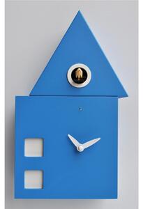 Cuckoo Wall Clock with Pendulum, MDF Case, CASSETTA H-2, Size 18x11x h30 cm, Light Blue Colour