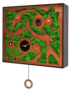 Wall Clock Depicting the Hobbit Forest HOBBITON, MDF Case, Wooden and Green, Dimensions 46x11x41 cm