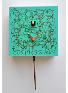 Wall Cuckoo Clock Scribble 24.5x11xh24.5 cm Lacquered MDF Case, Pencil-shaped Pendulum RAL 6027