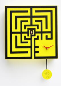 Cuckoo Clock with Pendulum LABIRINTO Dimensions 33x33xh 10 cm MDF Lacquered Case and Birch Yellow and Black