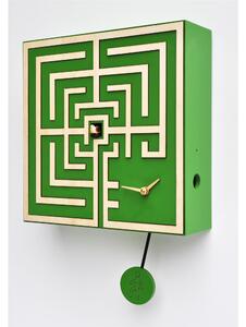 Cuckoo Clock with Pendulum LABYRINTH Dimensions 33x33xh 10 cm MDF Lacquered and Birch Green and White Case