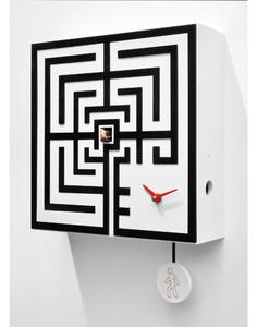 Cuckoo Clock with Pendulum LABYRINTH Dimensions 33x33xh 10 cm Case in Lacquered MDF and White and Black Birch