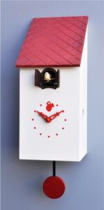 Portofino Cuckoo Clock 13x12xh30, White Lacquered MDF Case, Ral 9010, Brown Roof