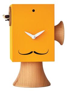 Dali Tabletop Cuckoo Clock 15x11xh24 cm with Turned Solid Wood Details, Yellow Colour