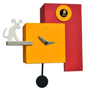 The Guardian Cuckoo Clock 25x12xh23 MDF Case with Yellow Red Birch Details