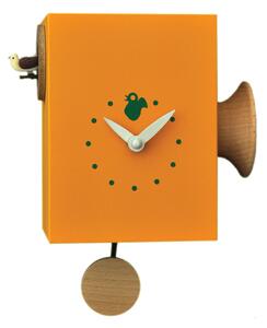 Wall Cuckoo Clock Trombettino 15x11xh16 cm Orange MDF Case, Solid Wood Turned Trumpet