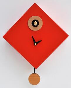 Cuckoo Clock with ROMBINO Pendulum in Fine Wood 25x11xh25 cm, Blood Orange Colour