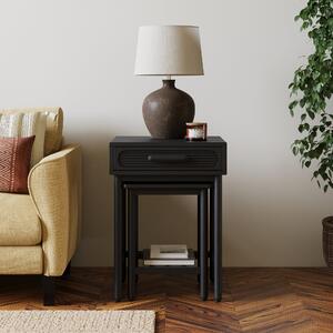 Khari Nesting Side Tables, Mango Wood Black