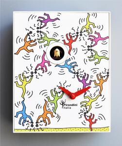 Wall Clock, D'Apres HARING 16.5x10xh20 cm, Lacquered MDF Case in Blue Colour