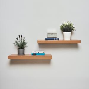 Set of 2 Floating Shelves, 40cm Oak