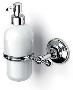 Suspended Brass and Porcelain Soap Dispenser British 13x11.5xh15.54 cm Classic English Style Early 20th Century Polished Stainless Steel Finish