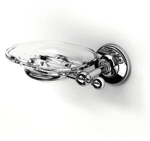 Suspended Soap Dish Chrome BRITISH 16x12.5xh6 cm Classic English Style Early 20th Century with Crystal Container