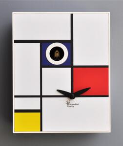 Wall Clock, D'Appres MONDRIAN 16.5x10xh20 cm, Lacquered MDF Case in BLUE Colour