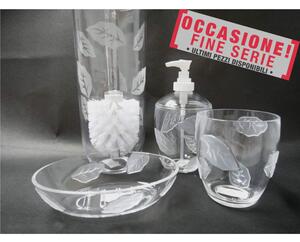 4-Piece Set Folly High Resistance Transparent Melamine with Toilet Brush Holder, Soap Dispenser, Soap Dish, and Tumbler - Buy 1 Get 4 Pieces