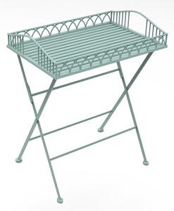 Foldable Wrought Iron Sage Green Butler Tray