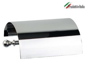 Toilet Roll Holder with Lid British Stainless Steel 16x13xh6.00 cm Classic English Style Early 20th Century Polished Stainless Steel Finish