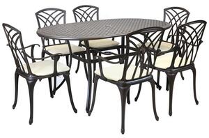 Oval 6 Seater Black and Bronze Dining Set