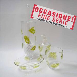 Set of 4 Pieces Folly High Resistance Melamine: Toilet Brush Holder, Soap Dispenser, Soap Dish, Tumbler in Green - Buy 1 Get 4