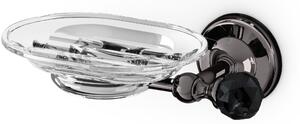 Suspended Soap Dish Linea MADRAS ORIENTE 14x12.5xh 11 cm Chrome Black and Black Swarovski Exclusive Design Made in Italy