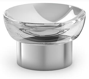 LAPIANA Freestanding Soap Dish 13x13xh8.4 cm in Polished Stainless Steel and Glass