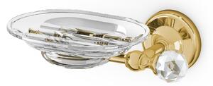 Suspended Soap Dish Linea MADRAS ORIENTE 14x12.5xh11 cm Polished Gold and Transparent Crystal Swarovski Made in Italy