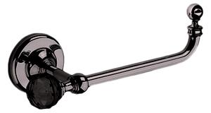 MADRAS ORIENTE Toilet Roll Holder 21.5x9xh6.5 cm Chrome Black and Black Swarovski, Polished Chrome Finish, Made in Italy