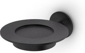 Suspended Soap Dish in Steel Oslo Round 11x13.5xh4.6 cm Minimalist Style Matte Black Powder Coated Aluminium