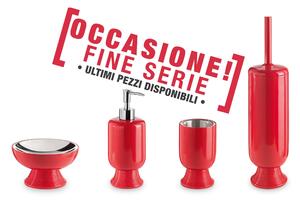 4-Piece RED-MISO Resin Bathroom Set: Soap Dish, Tumbler, Dispenser, and Toilet Brush Holder