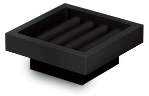 XONY Freestanding Soap Dish with Polished Stainless Steel Base and Matte Black Resin Soap Holder