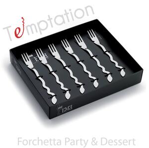 Temptation Party Forks 6 Pieces in 18/10 Stainless Steel Mirror Polished 2 mm Thickness