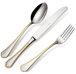 DOMUS ORO 24 Piece Cutlery Set Stainless Steel 18/10 Mirror Polished 3 mm Thickness in Gift Case EME
