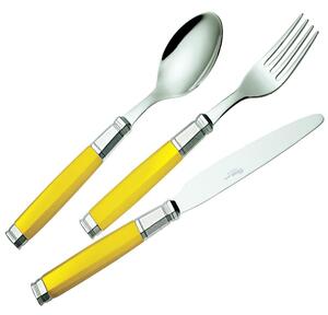 Yellow Colour Cutlery Set 4 Pieces EXA 1 Knife 1 Fork 1 Spoon 1 Coffee Spoon in Stainless Steel 18/10 posate colorate