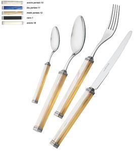 KILIM 1 Knife 1 Fork 1 Spoon 1 Coffee Spoon 4 Pieces Coloured Cutlery Set in 18/10 Stainless Steel with Square Handles and Satin Rings