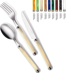 Colourful Cutlery Set 4 Pieces One Place Setting pearl line collection 1 Knife 1 Fork 1 Spoon 1 Coffee Spoon in Stainless Steel 18/10 posate colorate