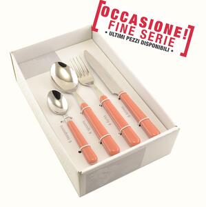 BRIO 24 Pieces Salmon Colour Cutlery Set Dishwasher Safe EME