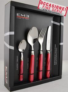 Stainless Steel 18/10 Cutlery Set 24 Pieces PERLA Red with Red Pearly Acrylic Handle Pearl rosso