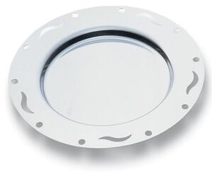 Perforated Underplate 31.5 cm Diameter in Polished Steel with Perforated Edge Named Traforati