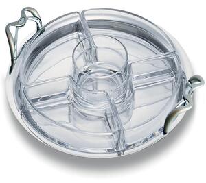 Round appetizer dish 30 cm Diameter ALEX with 5 Compartments in Polished Steel with Stainless Steel Handles