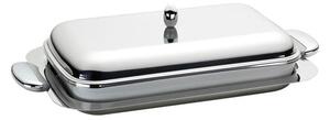 JOINT EME Rectangular Baking Dish 45 cm with Dish Holder in Porcelain, Die-Cast Metal Handles with Polished and Sandblasted Finish, Name: joint