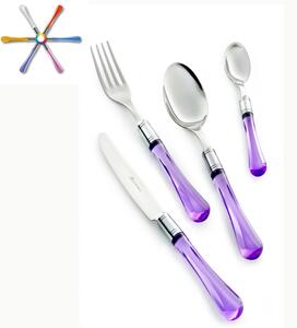 Sapphire Coloured Cutlery Set 24 Pieces 18/10 Stainless Steel with Acrylic Handle Dishwasher Safe EME