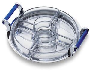 Round appetizer dish 30 cm Diameter with 5 Compartments in Polished Steel from the VULCANO Line