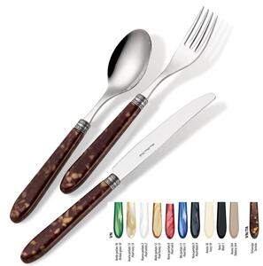 Colourful Cutlery Set 4 Pieces One Place Setting VENDOME TARTARUGA 1 Knife 1 Fork 1 Spoon 1 Coffee Spoon in Stainless Steel 18/10